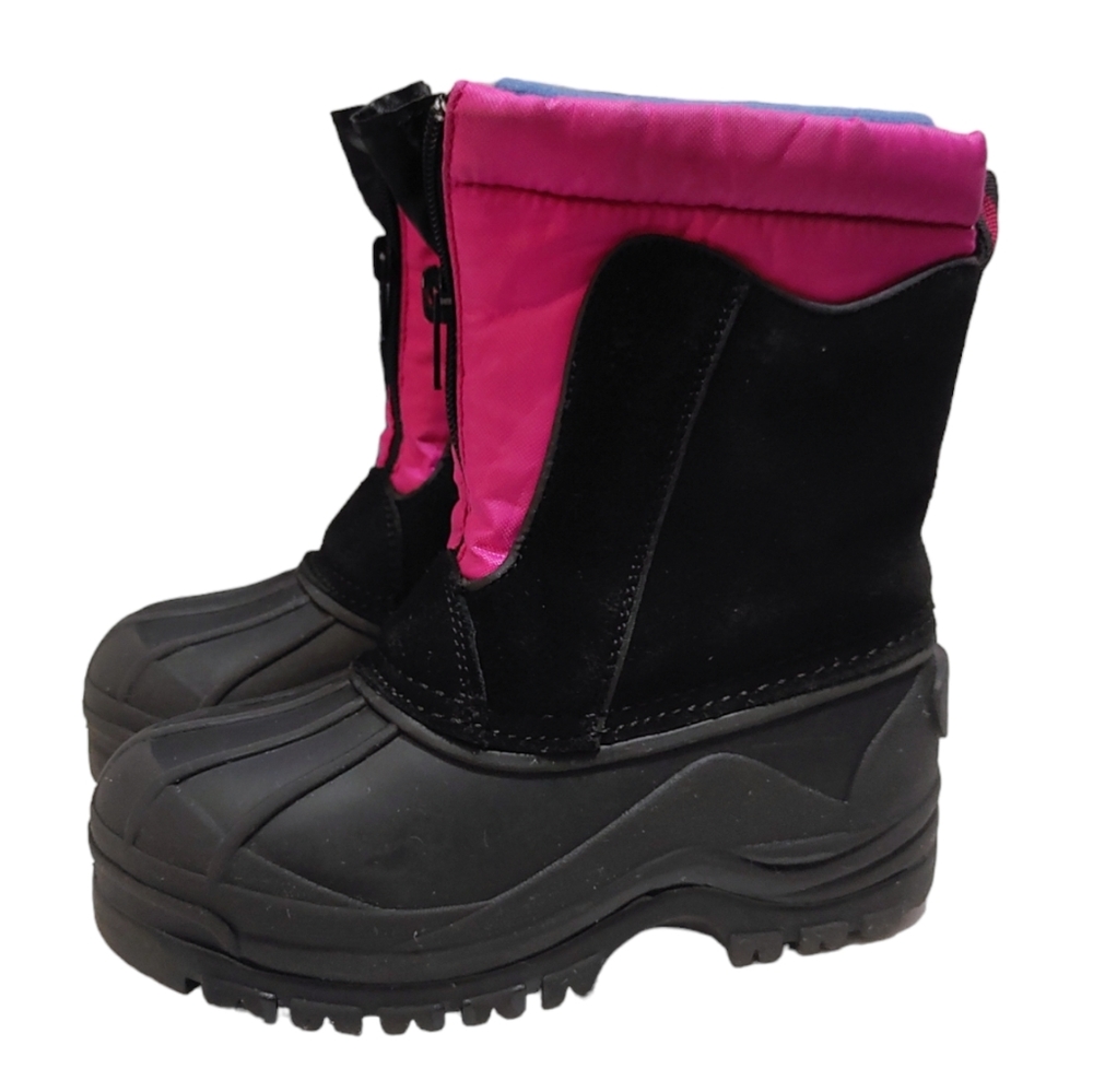 Totes Pink Black Suede Nora Winter Snow Boots Girls Youth Size 11 - Picture 3 of 9